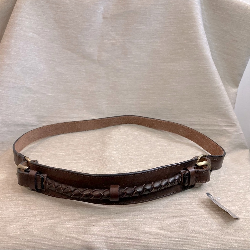 CASSIS Sz XL Braided Accent Buckle Closures Leather Belt NEW W/ TAG